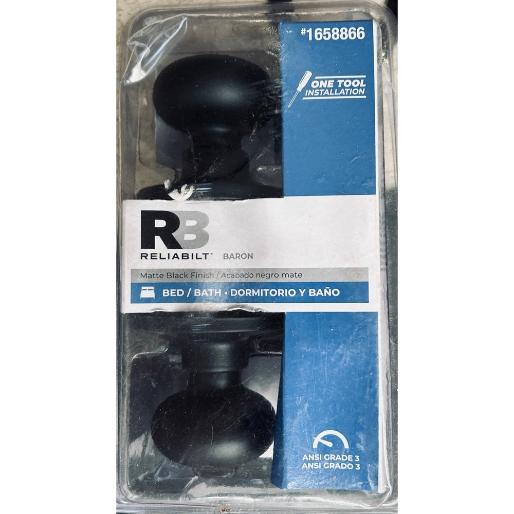 Schlage Latitude Lever & Reliabilt Baron Knob 6pk Matte Black Door Hardware Set - Picture 2 of 13